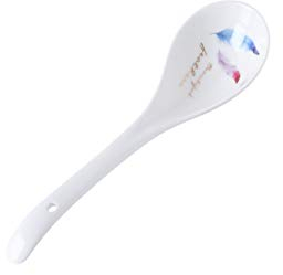 MANSIFANG Cuchara sopera Patrón De Cerámica Pluma Cuchara Sopera De Hogares De Mango Largo Gachas Cuchara De Cocina Espesado Cuchara Grande