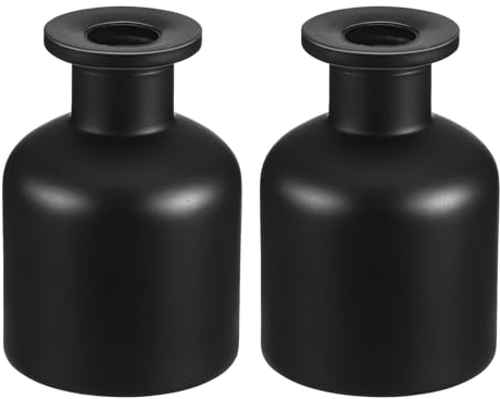 Healifty Glass Diffuser Bottles, 2 x 150 ml Refillable Diffuser Container Aromatherapy Container Fragrance Diffuser Fragrance Accessories for Housewares (Matte Black)