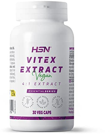 Vitex Agnus Castus 300 mg de HSN | 30 Cápsulas Vegetales 1200 mg equivalencia Fruto de Sauzgatillo por Dosis Diaria | 4x Veces Más Concentrado | No-GMO, Vegano, Sin Gluten