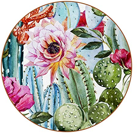 sous-Verres pour Boissons, Aquarelle Fleur de Cactus, Tapis de Protection de Meubles de Table 6 pièces pour Verres à vin, Tasses, réutilisables au Bureau, Cuisine, Bar, 4,3 po