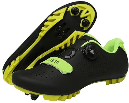 LZQpearl Fahrradschuhe, Herren Damen Mountainbike Stiefel, Pro MTB Outdoor-Sneaker, Kompatibel Mit Allen SPD, Unisex Fahrrad Schuh Mit Schnelldreh Schnürsystem Black, 43 EU