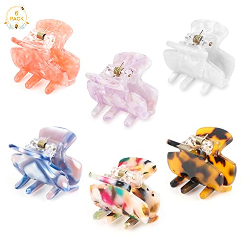 6 Stück Haarklauenclips Kleine Rutschfeste Klaue Cli Haargreifer Damen 3,5 * 2,5cm Acetat Haarklammer Haarklauenclips Frauen Frankreich Haargreifer Vintage Einfache Klaue Clips Haarkralle Mädchen