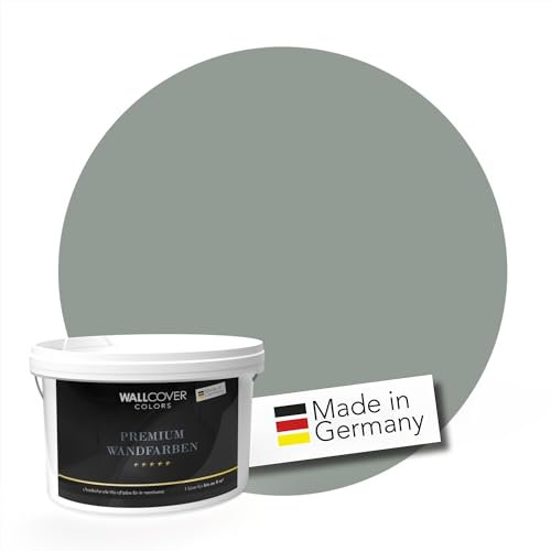 WALLCOVER PREMIUM Wandfarbe Grün 2.5L für 20m² | Sachtes Lorbeergrün | Innenfarbe Edelmatt | Höchste Deckkraft Klasse 1 | Qualität aus Deutschland