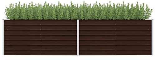 Gecheer Fioriera rialzata da giardino, fioriera per piante, fioriera da giardino, giardino, terrazze, aiuola per verdure, aiuola per piante, colore marrone, 320 x 80 x 77 cm, in acciaio zincato