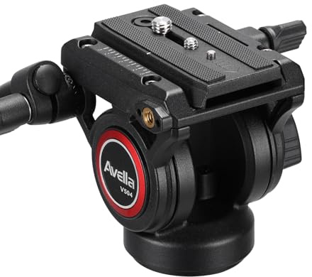 Avella Video Tripod Fluid Head with Quick Release Plate, Lightweight Heavy Duty Compatible with Manfrotto,Max Load 13.2lb/6kg for Video Canon Nikon Sony Olympus Panasonic DSLR Camera, V504