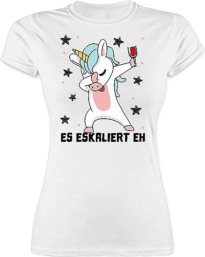 Shirtracer - Shirt Damen - Party & Alkohol - Es eskaliert eh Einhorn mit Weinglas