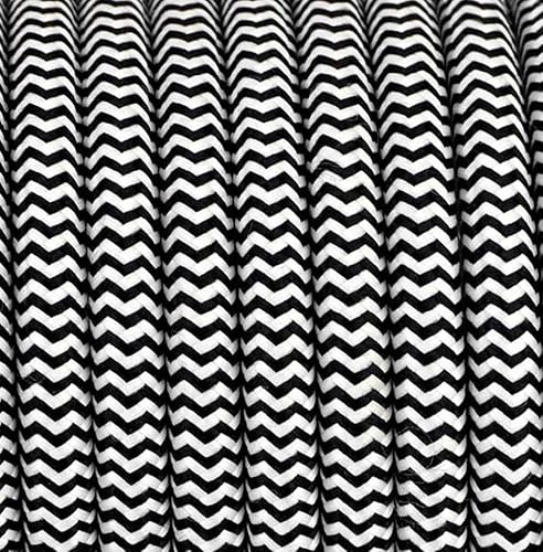 1.2, 2, 3, 4, 5, 6, 7, 8, 10, 12, 15, 20, 25, 30, 50, 100, 200 Meter 3 - adrig Textilkabel Stoffkabel Pendelleitung Lampenkabel Textile Cable 3x0,75 3G0,75 [Schwarz-Weiß 40; 1,2 Meter]