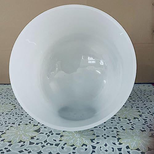 GREALY 440Hz/432hz Juego de 3 Piezas Juego de Cuencos de Canto de Cristal Blanco de Cuarzo de Chakra Esmerilado con Delanteros de Gamuza Gratis, Mazo de Goma, 3 * Cojín de Brocado de Seda