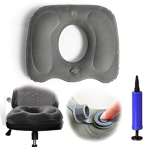Aufblasbares Orthopädisch Kissen, Sitzkissen Hämorrhoiden mit Pumpe Entzündungen Schmerz Lindern Entzündungen Hämorrhoiden Steißbeinschmerzen Zysten für Bürostuhl Auto Rollstuhl Weicher Sitzring