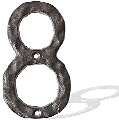 KiaoTime Gjutjärn husnummerplattor, 14 cm robusta metallplattor, husnummer 0 till 9 präglade för gör-det-själv-projekt, väggdekor, för inomhus och utomhus, bokstäver för väggskylt