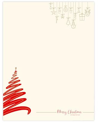 easykart labels Christmas Stationery Paper Letterhead Sheets 60 Pack Holiday Xmas Theme Design for Writing Letters Computer Office Notes & Printing Supplies Size 8.5 X 11