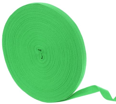 QUARKZMAN Baumwoll Schrägband 45 m x 15mm, Baumwollband Nahtband Gurtband Köperband Stoffband Einfassband zum Nähen für Handwerk Nähen Stricken Kleidung DIY-Basteln, Grün