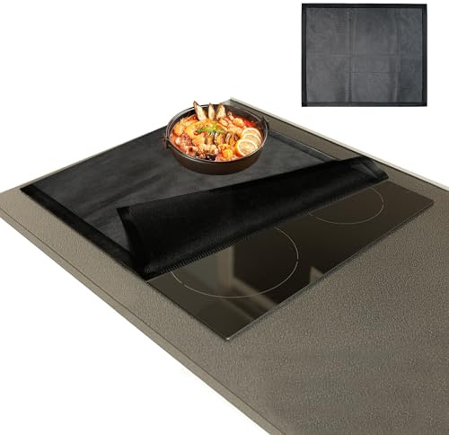 WestCH 52x61cm Große Silikon Induktionskochfeld Schutzmatte Induction Cooker Silikonmatte Induktion Herdschutz Matte Induktion Schutzmatte Wärmeisolierte Pad für Induktionsherd (Mesh Schwarz)