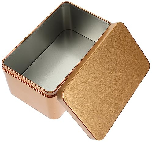 Luxshiny Rectangular Golden Tinplate Storage Box with Seamless Edges and Exquisite Design for Home Storage of Small Items and Lip Gloss, Portable Organizer for Tea Bags and Desktop