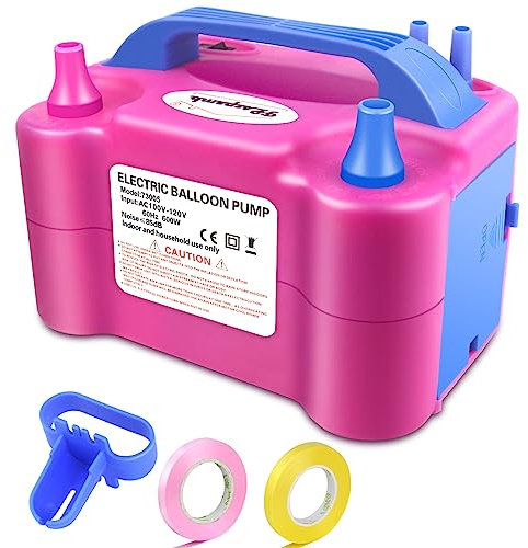 FLSEPAMB Electric Balloon Pump,600W Portable Air Balloon Pump Electric With 2+2 Nozzle,Auto 2 Modes Balloon Inflator Machine For Various Round, Latex,Party,Wedding