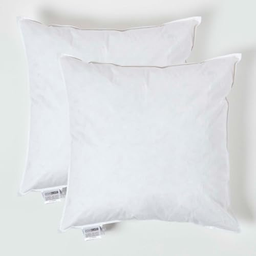 HOMESCAPES 2 Pack Luxury Duck Feather Cushion Inserts 50cm x 50cm (20 x 20”) Perfect Bounce Back and Down-Proof Cover Generously Filled Inner Pads Filler, Hypoallergenic RDS Certified Machine Washable