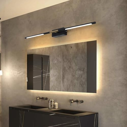 KINLAMS Moderne LED Salle De Bain Vanité Applique Murale Miroir Avant LumièRe Applique Murale Pour Chambre éTude Maquillage Miroir Lampe Applique Nordique Noir éClairage (80cm)