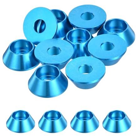 QUARKZMAN M6 Rondelles Coupelle Conique Aluminium Anodisé 10pcs Bleu Clair | Joints de Tête de Coupelle pour Vis RC/FPV/PC/Drone/Accessoires Mécaniques Pièces de Modèle