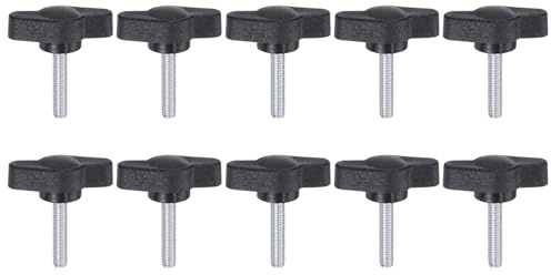QUARKZMAN 10 Stück Rändelschrauben mit T Flügelknöpfe M4 x 20mm Kunststoff T-Kopf Gewindebolzen Klemmschraube Flügelschraube Haltegriffe 27mm Klemmknopf Daumenschrauben für Maschine, Schwarz