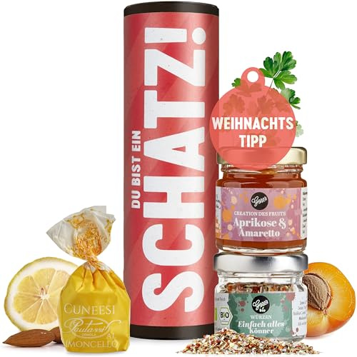 Gepp‘s Feinkost Du bist ein Schatz I Kleiner Geschenkkorb gefüllt mit Gourmet Produkten I Als Dankeschön oder Geschenkidee für zwischendurch I Delikatessen Präsentkorb