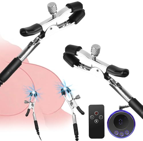 NAIXBTY Edelstahl Elektrostimulation Nippelklemmen Brust Flirten Nippelklemme Elektrosex Bondage Set SM Nippel Stimulation Frauen Klitoris/Nippel Clip Erotik Sexspielzeug Für Frauen Männer Paare