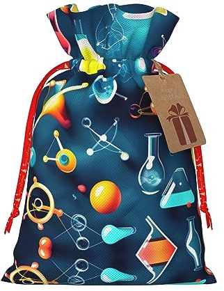 HJLUUFT Abstrakte Weihnachts-Geschenktüte mit Kordelzug und Geschenkanhänger, Jutebeutel, Hochzeit, Weihnachten, Partyzubehör