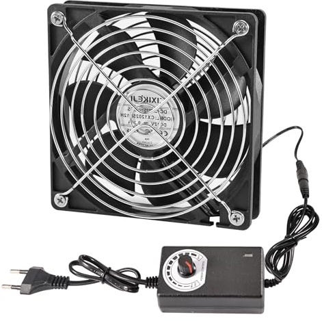 Silkwish 120mm Gehäuselüfter mit Drehzahlregler - Regelbar Computer Kühlung Lüfter Axiallüfter Abluftventilator mit EU-Stecker, Kanaladapter, Netze für Computer Laptop, TV Box, AV Kabine, Router