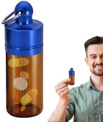 Boîte à pilules portable, distributeur de pilules, porte-clés de voyage, distributeur de pilules étanche, boîte à pilules de voyage, porte-clés, récipient en verre, porte-clés pratique pour voyage,
