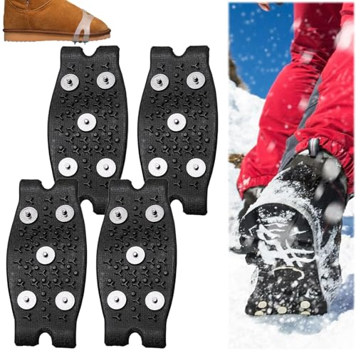 Snrtevu Manganstahl-Spikes rutschfeste Schuhüberzüge, Steigeisen Eisklampen Für Schuhe Und Stiefel, 5-Spikes Steigeisen Eisklampen, rutschfeste Gummi-Spikes Für Den Außenbereich (Black,2 Pairs)