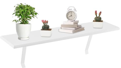 M.J COMFY-LIFE Radiator Shelves, No-Drilling MDF Wooden Floating Shelf with Brackets, White Over-Radiator Shelf for Heat Dissipation & Decoration (60 cm)