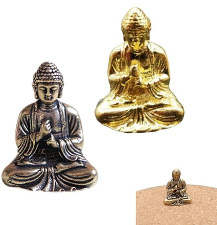 FIMWOLZ Mini Tragbare Vintage Messing Buddha Statue Tasche Sitzen Buddha Figur Skulptur Home Office Schreibtisch Dekorative Ornament Spielzeug Geschenk,Black(2)