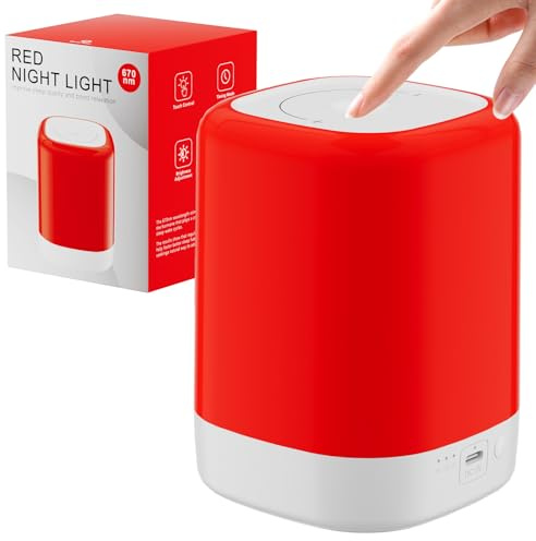 Red Light Therapy for Sleep Device, Red Night Lights with 670nm Wavelength, Touch Reds Light Sleep Lamp Aid to Support Deep Relaxation and Improve Sleeping for Adults & Kids Bedrooms