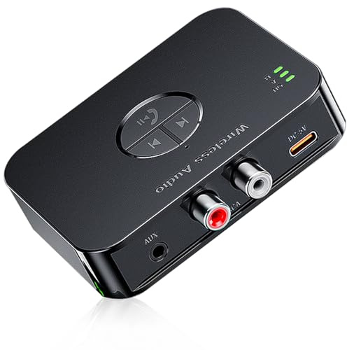 Bluetooth 5.4 Receiver for Home Stereo USB C Powered Wireless Audio Adapter with Remote 3.5mm RCA USB Input Hands-Free Calls Dual Pairing Bluetooth Adapter for Wired Speaker Music Streaming