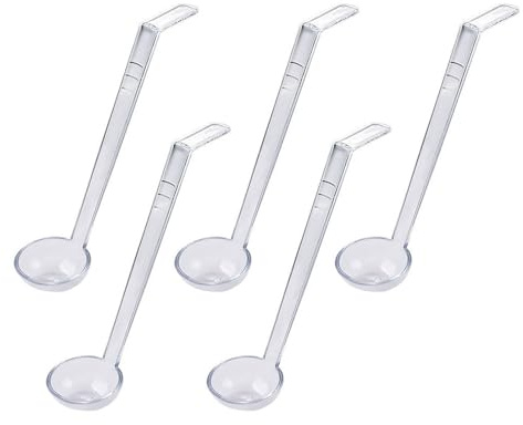 Lot de 5 cuillères à soupe transparentes pratiques avec poignée de 20 cm, idéales pour banquets, cocktails, service et utilisation en cuisine