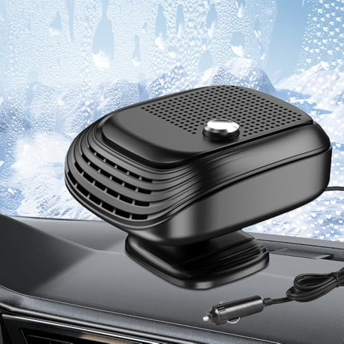 Afenau Riscaldamento per auto, 12 V, 2 in 1, termoventilatore per auto con regolazione della velocità del vento, riscaldamento portatile da 12 V, accendisigari per auto, camion, SUV, furgone (nero)