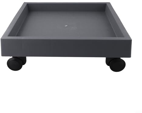 EffiFish Soporte cuadrado para macetas con ruedas, bandeja movible, para plantas en maceta, interior y exterior, jardín, plataforma móvil rodante para macetas pesadas (interior de 27 cm)