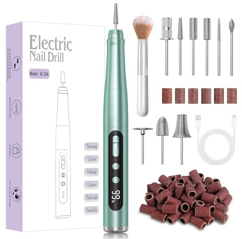 Nagelfräser Kabellose 35000 U/Min Nagelfräser für Gelnägel - Professioneller Nail Drill für Gel- und Acrylnägel, Elektrische Nagelfeile mit Verstellbarer Geschwindigkeit (Grün)