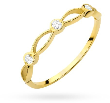 MARKO Filigraner Damenring aus 333 Echtgold – Fein gearbeiteter Goldring mit runden Zirkonia | Eleganter Vorsteckring & Ringe Gold für Alltag und Anlässe | Echt Gold Ring für Freundin