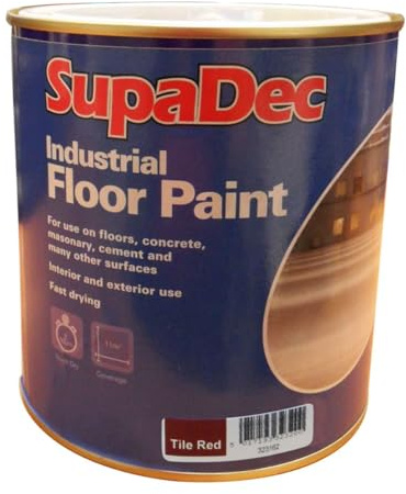 Supadec Industrial Floor Paint 1L – Tile Red | Premium Hard-Wearing Floors Coating | For Concrete – Masonry – Cement & More | Interior & Exterior Use | Fast Drying Durable Floor Paint