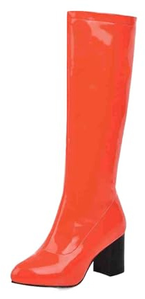 Winterstiefel Damen Wasserdicht, Damen Kniehoch Stiefel Niedrigem Absatz Lackstiefel Schneestiefel Plateau Schlupfstiefel Casual Übergangsstiefel Hochzeit Damenstiefel Retro Langschaftstiefel