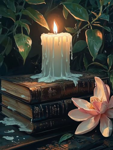 Fiori Diamond Painting Adulti Candela Diamond Painting Kit Completo Disegni con Perline da Attaccare DIY Kit Punto Croce Diamantini Crystal Art Quadri con Perline, per Decorazioni Casa 40x50cm I - 181