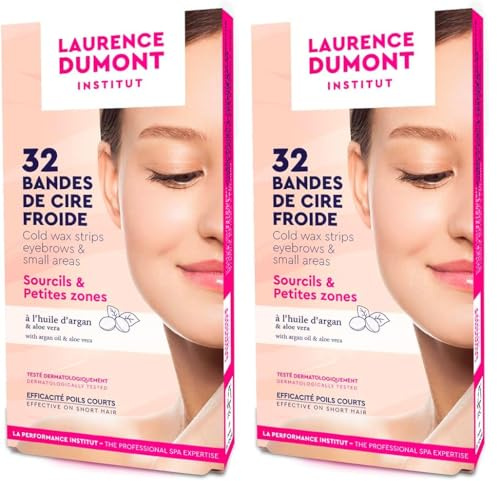 LAURENCE DUMONT INSTITUT 32 bandes de cire froide Sourcils & Petites zones Tous types de peaux : Peau lisse et douce (Lot de 2)