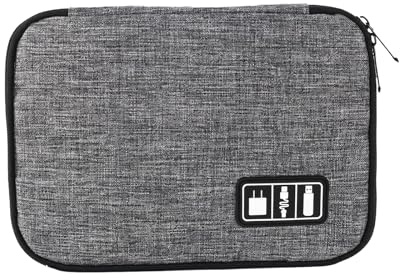 wilcractk Organizador de bolsa de cables con gran capacidad y múltiples compartimentos gris para viajes, oficina y almacenamiento de accesorios digitales, 1 pieza