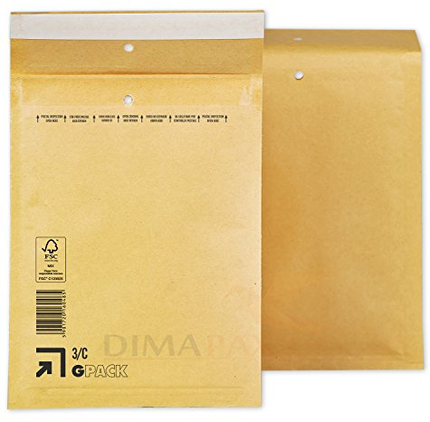 200 x Luftpolstertaschen Versandtaschen braun weiß alle Größen wählbar dimapax (200 x C3, braun)