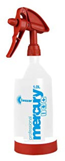 Kwazar Mercury Super PRO+ Sprühflasche mit VITON Dichtung rot Sprühflasche 1,0 Liter weiß/rot, 10,4 x 10,4 x 35 cm Einstellbarer Sprühnebel, sicherer Stand
