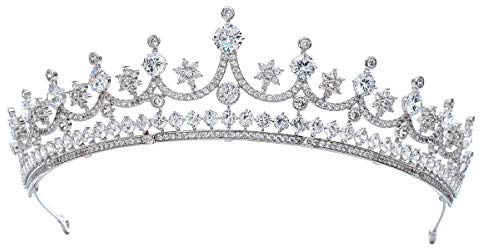 Sepbridals Klassisch Kristalle CZ Zirkonia Hochzeit Royal Tiara Krone Braut Haarschmuck Zubehör CH10342