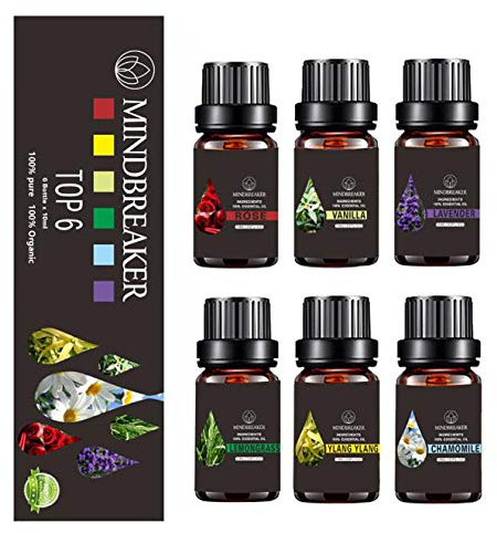 Blumen ätherische Öle Set, Bio-Aromatherapie Duftöle Top 6 100% reine therapeutische ätherische Öle von höchster Qualität - Geschenkset 6 / 10ml Flaschen (Floral Essential Oils Set-TOP 6)