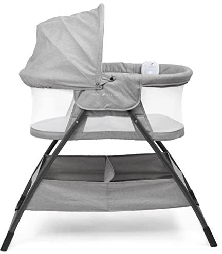 Baby Delight Beside Me Doze Deluxe Baby Bassinet, Bedside Sleeper, Foldable, Removeable Canopy, Pebble Grey