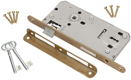 KOTARBAU® Cerradura de Puerta de Embutir 90x50mm con Llave con Palanca para Puerta Derecha Izquierda Marco de Madera Metal