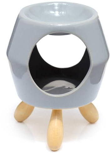 Puckator Eden Grey Abstract Ceramic Oil Burner with Feet - Wax Melt Burners Warmer - Boho Bedroom Decor Diffuser Scent Tea Light Burner Holder - House Warming Gift - Aromatherapy Set